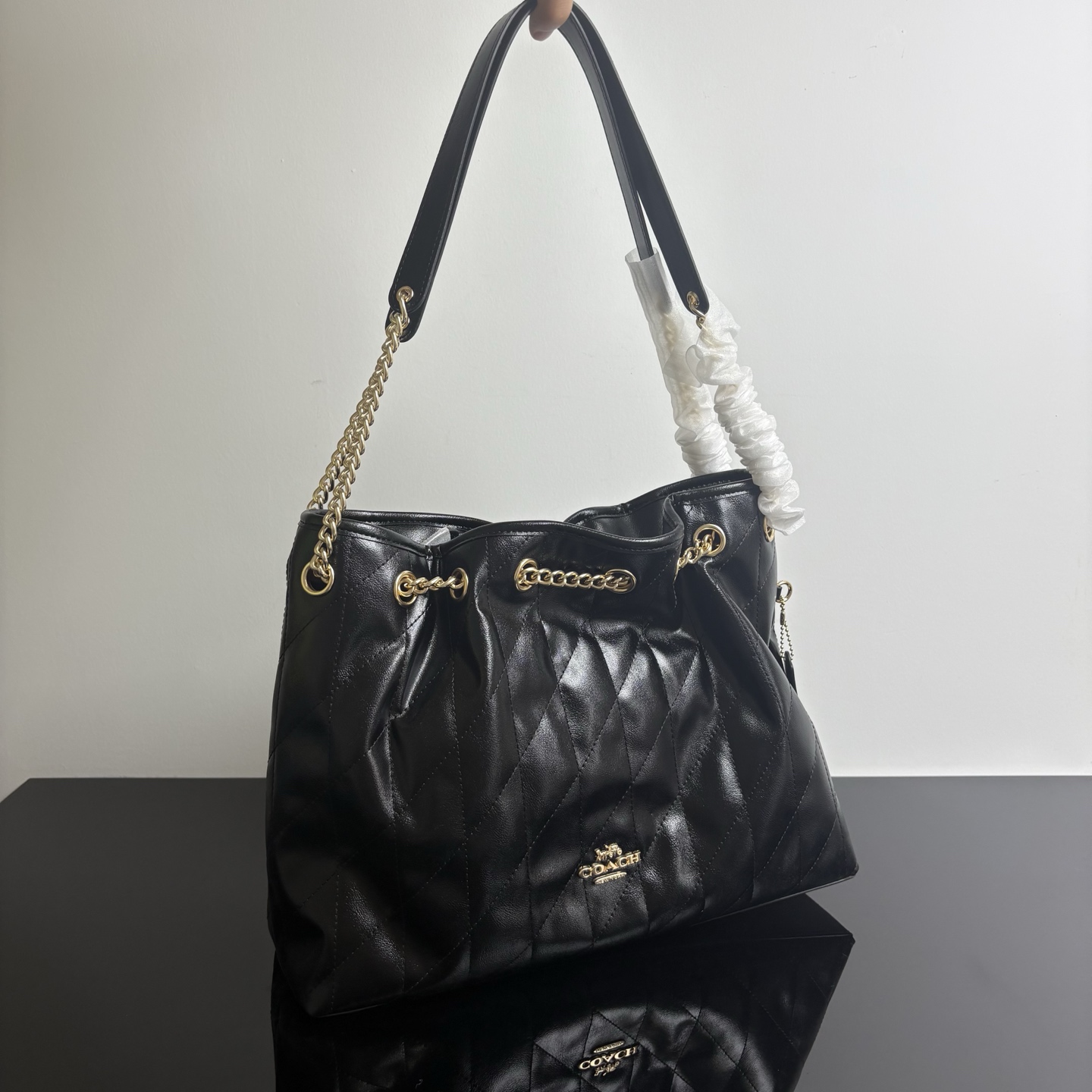 CCZ79 CCZ80 CDR00 EVELYN Drawstring Hobo Bag Chain Tote Bag