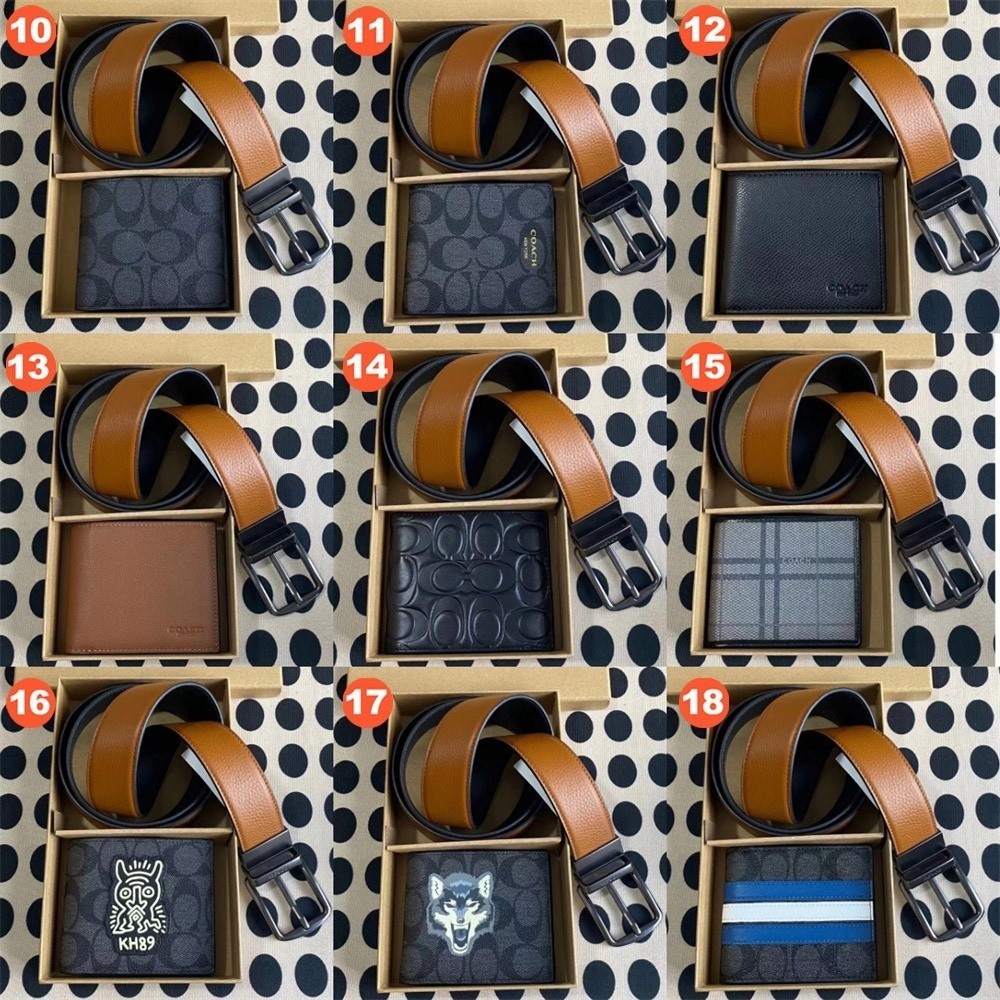 Men Belt Wallet 64839 74993 74736 91305 55434 55157 26072 Package 2 in 1 Giftbox