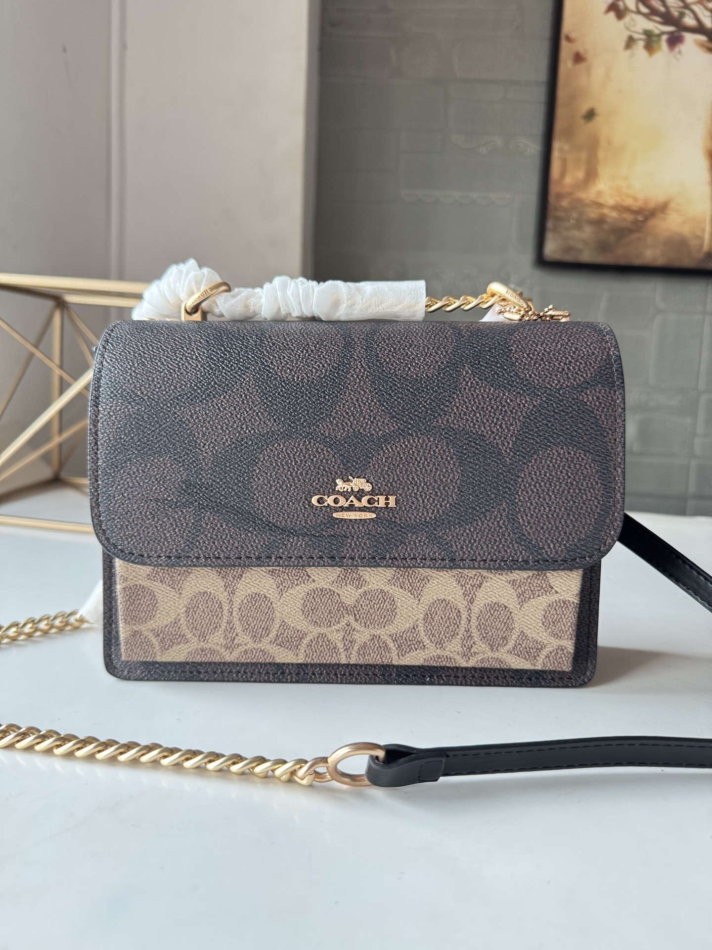 Women Handbag CY678 Klare Blocked Signature Canvas Crossbody Shoulder Sling Chain Bag