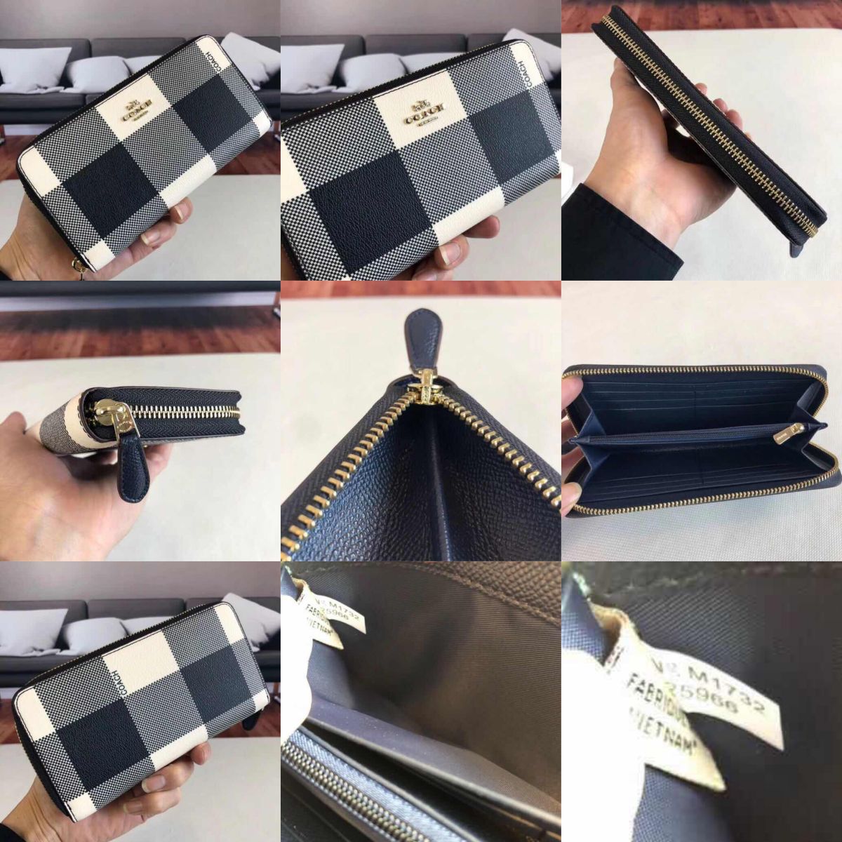 Women Handbag 25966 Tartan Long Wallet Zip Purse