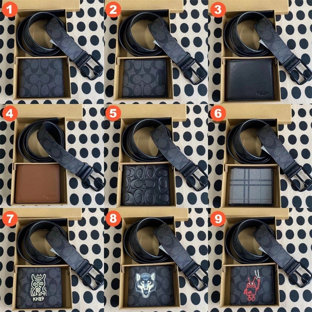 Men Belt Wallet 64839 74993 74736 91305 55434 55157 26072 Package 2 in 1 Giftbox