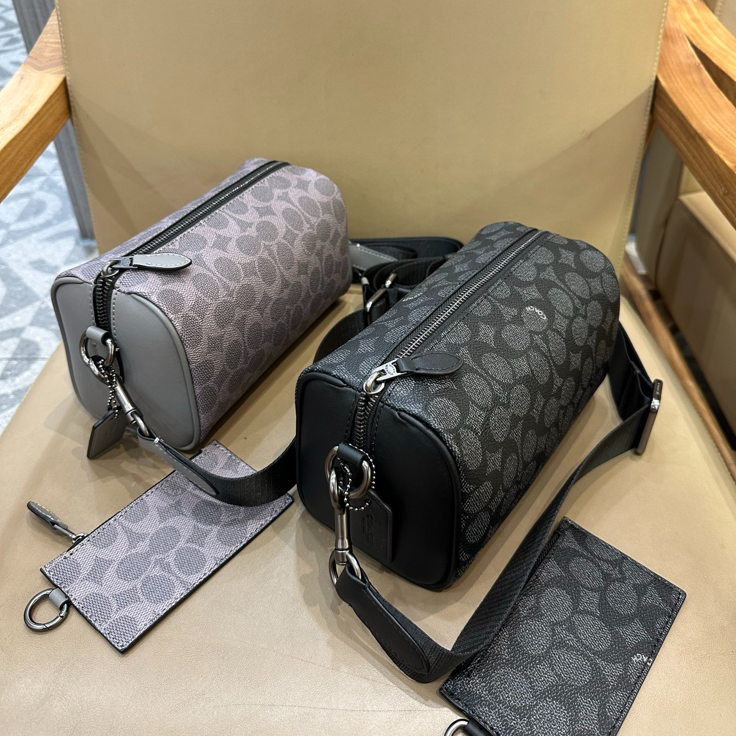 Men handbag CV762 Axel Crossbody Signature Canvas Charcoal Print Varies shouder bag