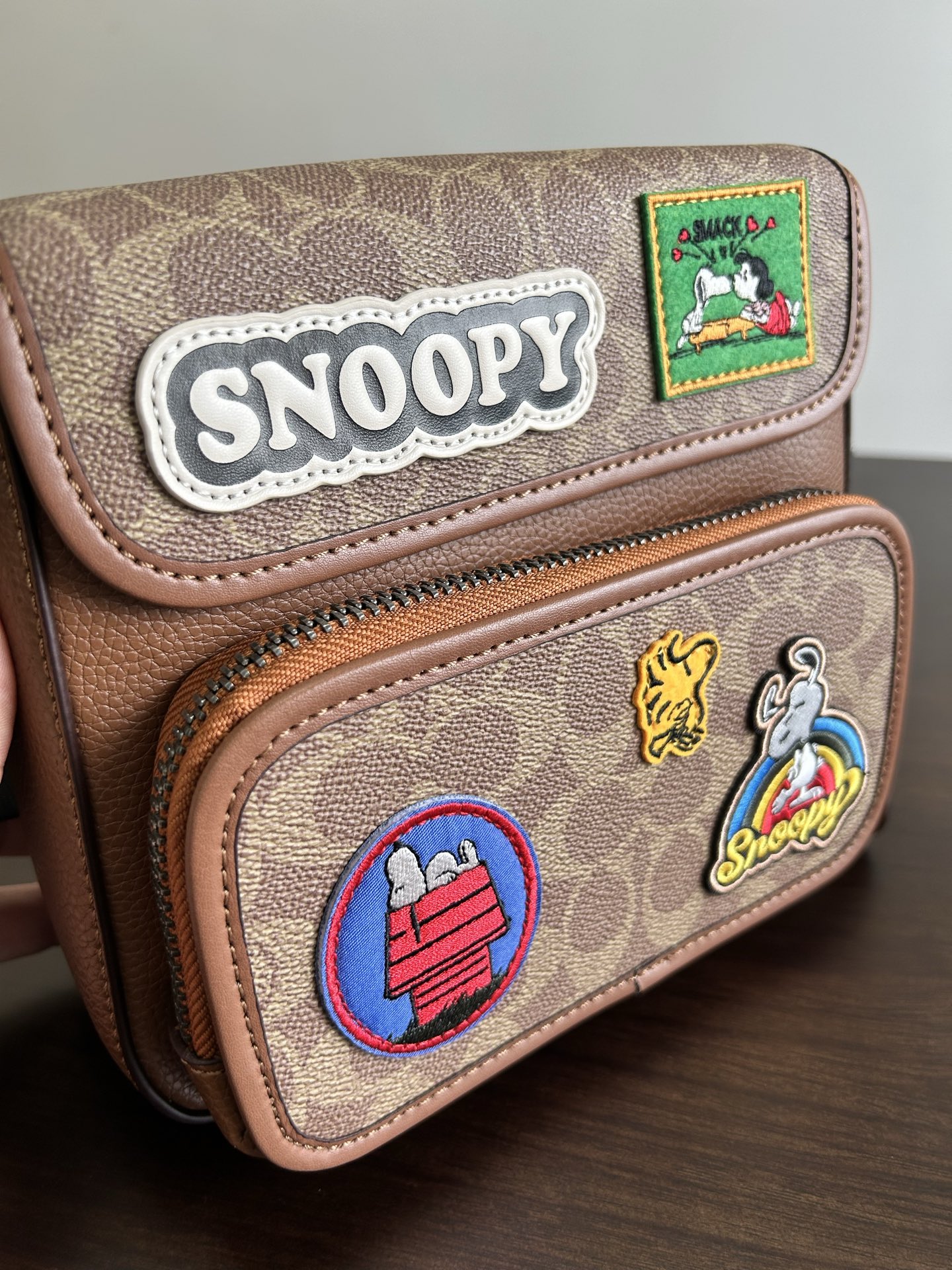 Coach X Peanuts CBI41 CCG29 Sullivan Flap Crossbody Bag In Signature Canvas With Patches