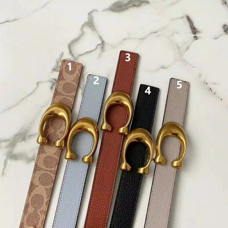 Coach Belt Women Belt Full Leather C Word Head Genuine Leather Cowhide Smooth Buckle belt