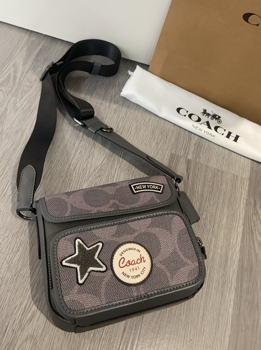 Coach X Peanuts CBI41 CCG29 Sullivan Flap Crossbody Bag In Signature Canvas With Patches