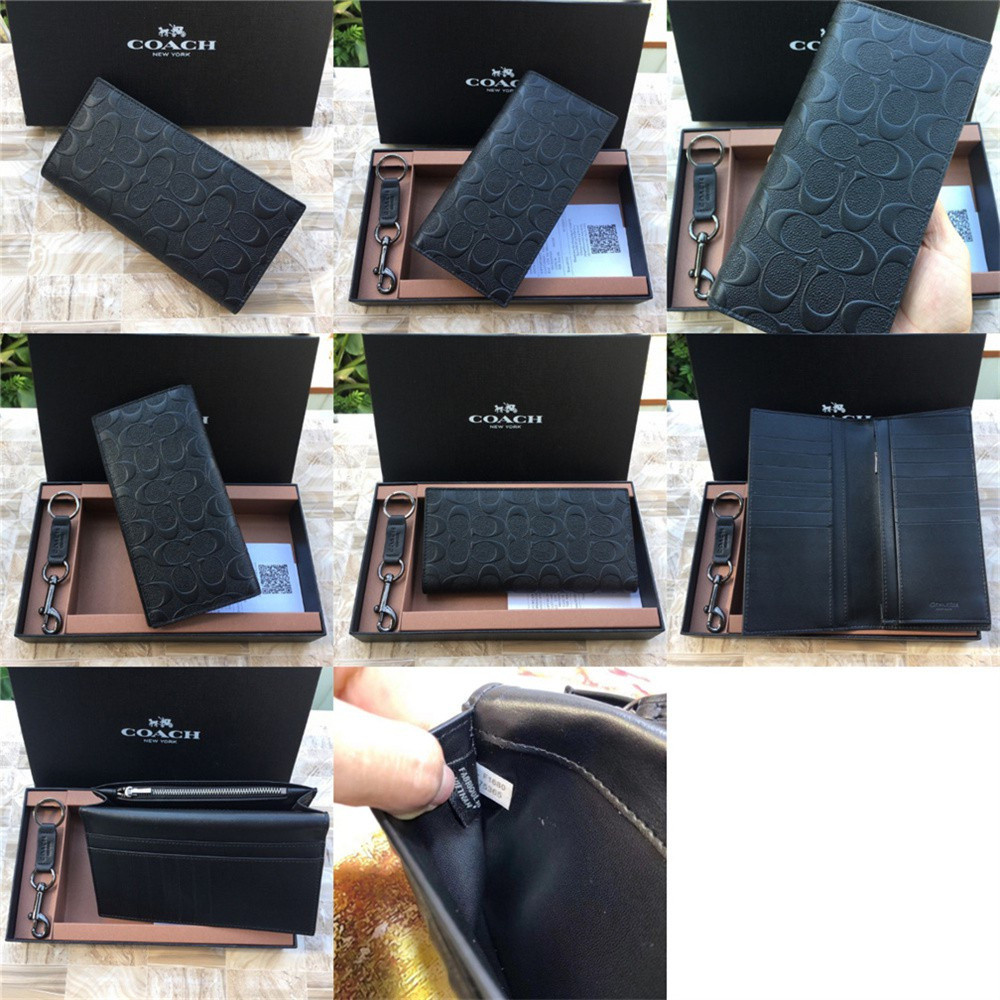 Men wallet 75365 74599 75013 74978 Breast Pocket In Signature Crossgrain Leather Men Fold Long Zip Purse