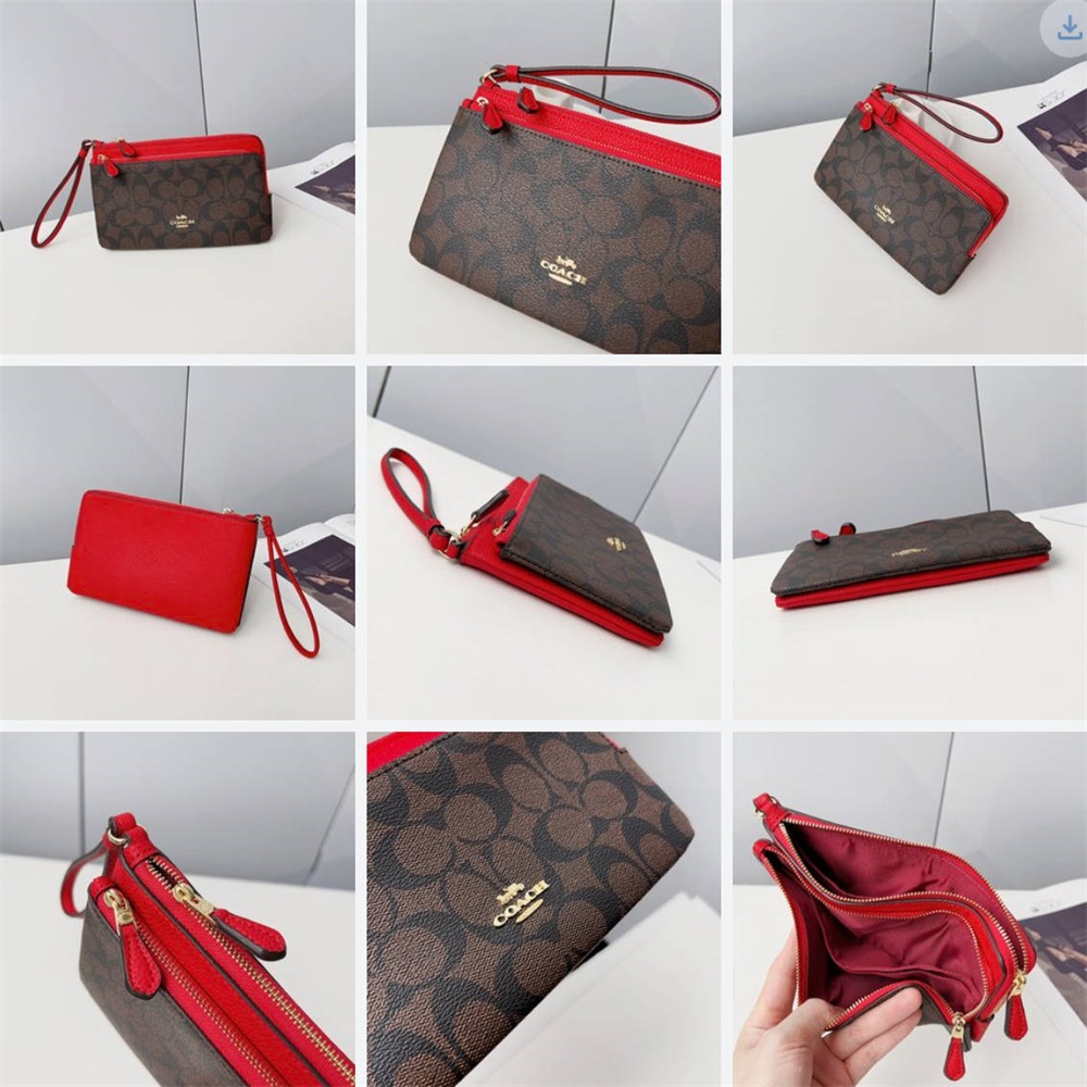 C5610 C5576 C7313 CD878 CF447 Double Zip Wallet Women Long Purse Wristlet Handphone Pouch