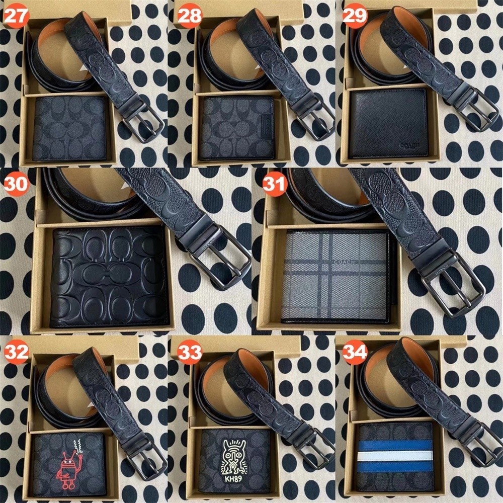 Men Belt Wallet 64839 74993 74736 91305 55434 55157 26072 Package 2 in 1 Giftbox