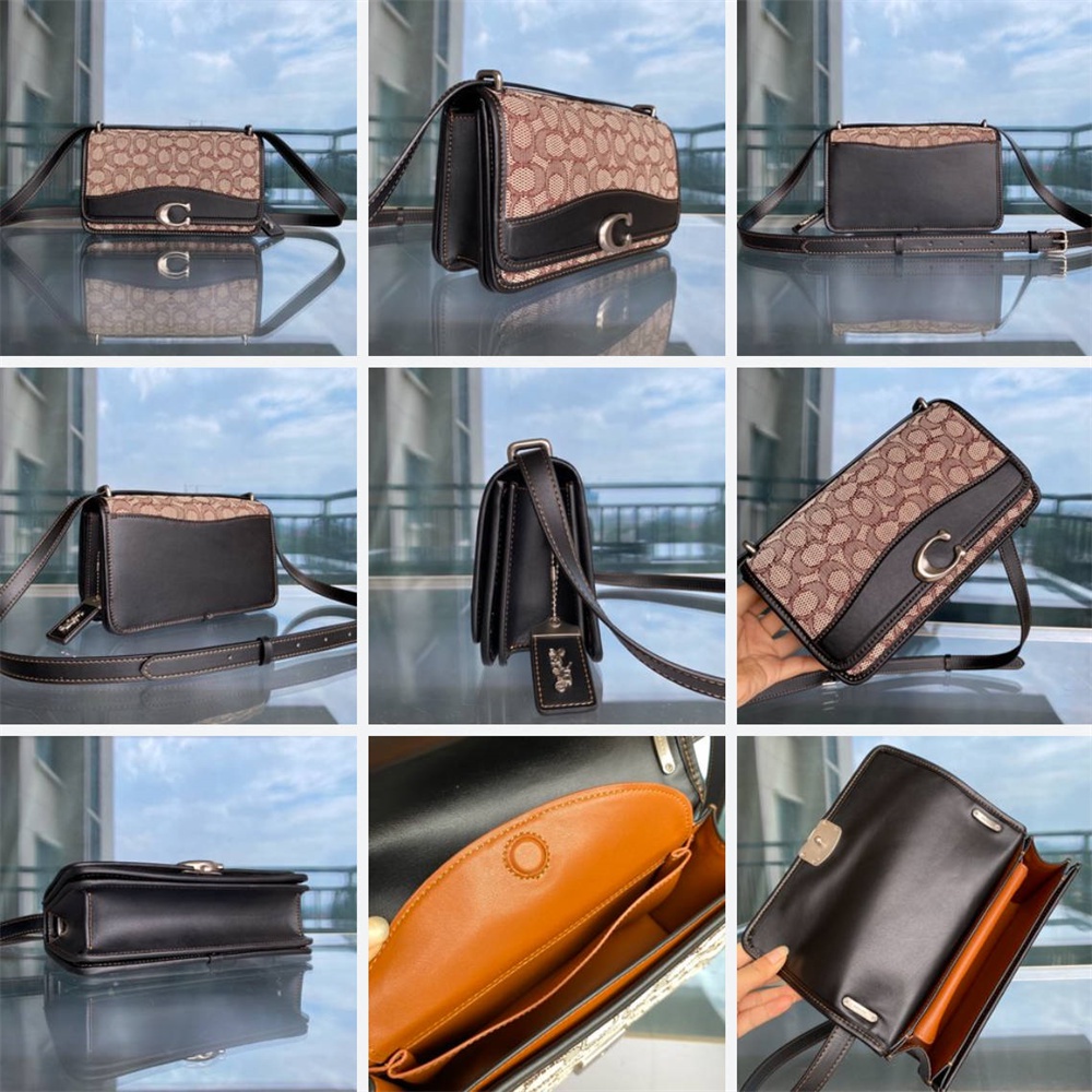 Coach CD709 CC416 Bandit Shoulder Satchel Signature Textile Jacquard Women Crossbody Sling Bag
