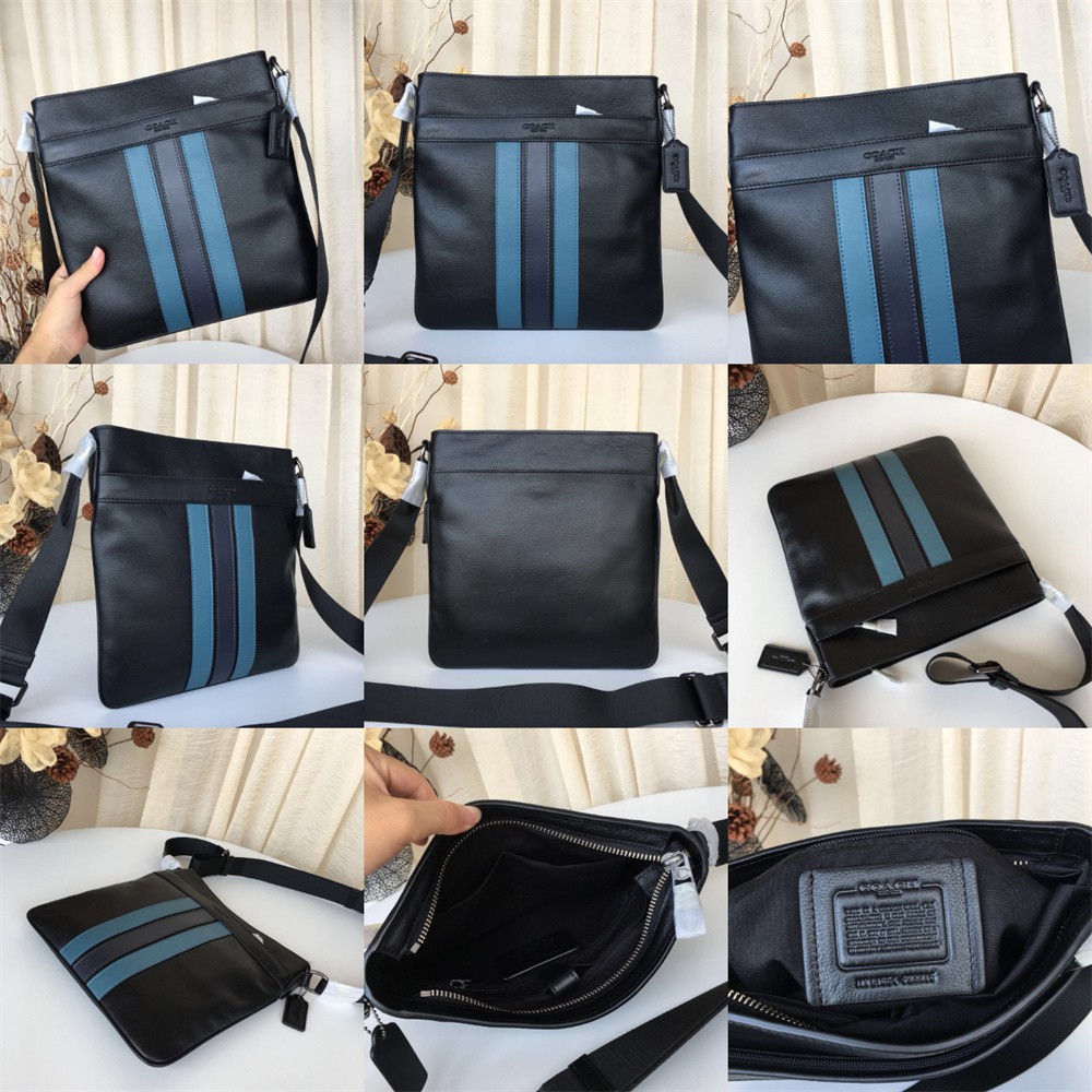 Coach 54780 54781 26068 23216 Charles Crossbody Signature Canvas Varsity Stripe Men Sling Messenger Bag