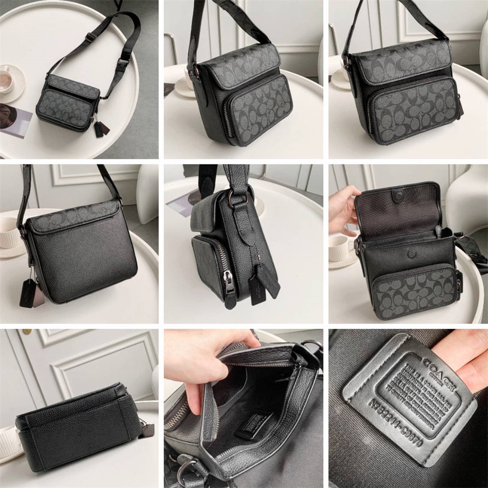 Coach C9870 C9871 CC032 CN729 Sullivan Flap Crossbody In Signature Canvas Men Sling Messenger Bag 9870 9871 032 729