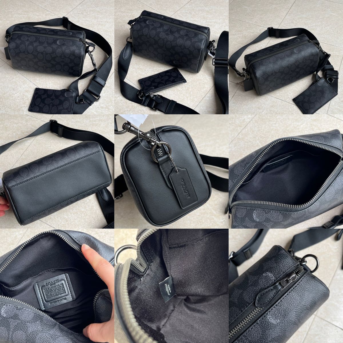 Men Handbag CAJ41 CW324 CJ674 CV762 Axel Crossbody In Signature Canvas Charcoal Print Varies