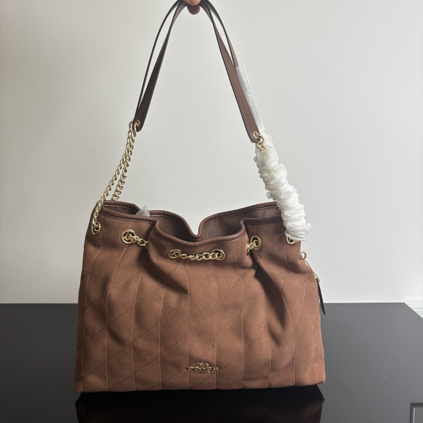 CCZ79 CCZ80 CDR00 EVELYN Drawstring Hobo Bag Chain Tote Bag