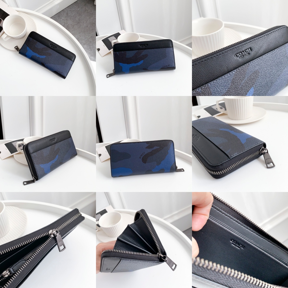 Men Handbag 87189 57802 75099 Leather Long Wallet Zip Zipper Purse