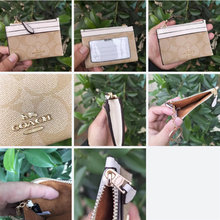 88250 88208 C7680 C7681 C1897 CC821 Mini Skinny ID Case Women Men Card Holder Wallet Zip Coin Pouch Keychain