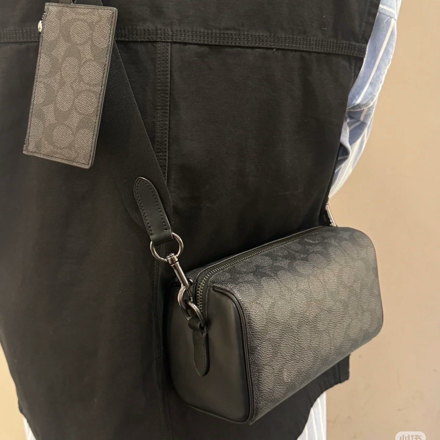 Men handbag CV762 Axel Crossbody Signature Canvas Charcoal Print Varies shouder bag
