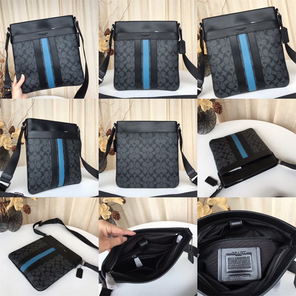 Coach 54780 54781 26068 23216 Charles Crossbody Signature Canvas Varsity Stripe Men Sling Messenger Bag