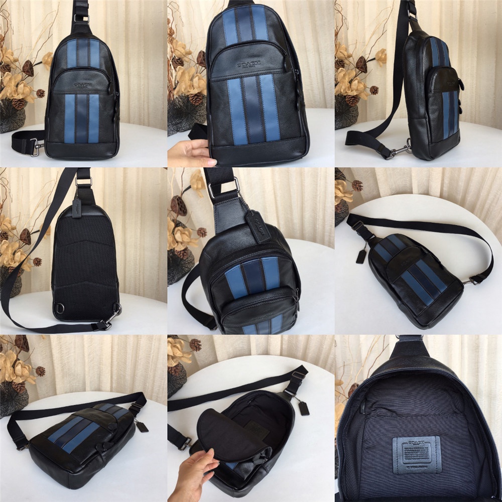 Coach 67249 49318 49312 39942 75879 85035 73344 49333 Charles Houston Pack Leather Men Crossbody Chest Backpack Bag