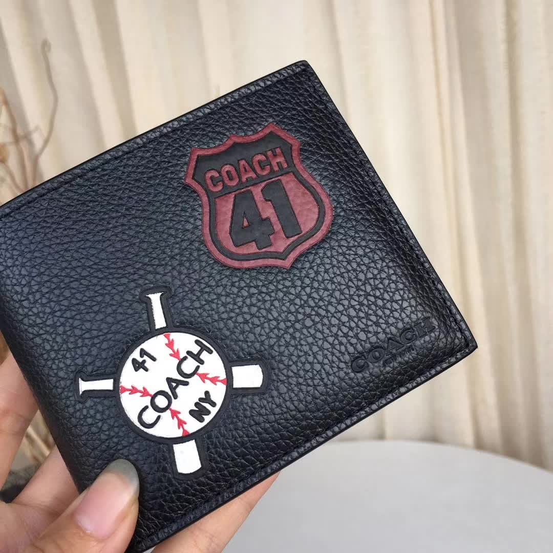 men handbag 24655  Leather 3-in-1 With Motif Mixed Patches Men Short Wallet