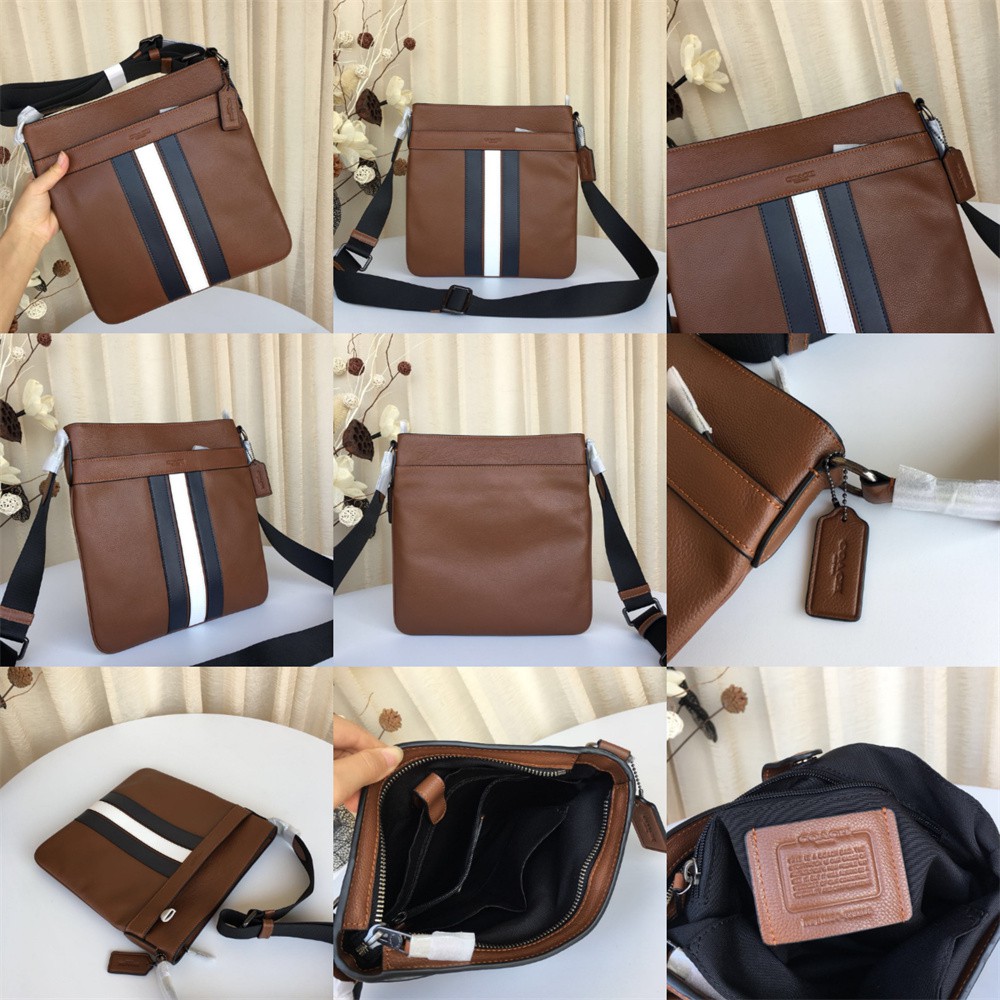 Coach 54780 54781 26068 23216 Charles Crossbody Signature Canvas Varsity Stripe Men Sling Messenger Bag