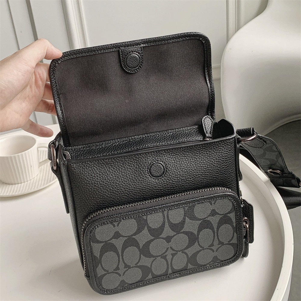 Coach C9870 C9871 CC032 CN729 Sullivan Flap Crossbody In Signature Canvas Men Sling Messenger Bag 9870 9871 032 729