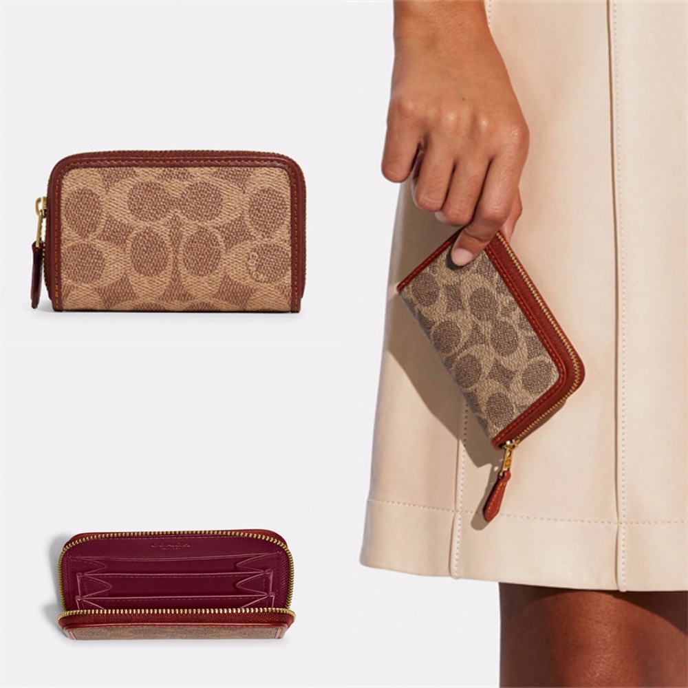 Coach C6725 C6723 Small Zip Around Card Case Women Short Coin Purse Wallet