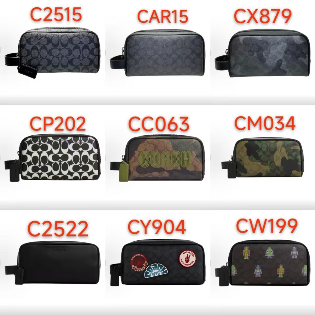 2522 CAR15 CX879 CP202 CC063 CM034 CCY904 CW199 CCF36 Carryall Pouch Women Men Clutch Wristlet Handbag