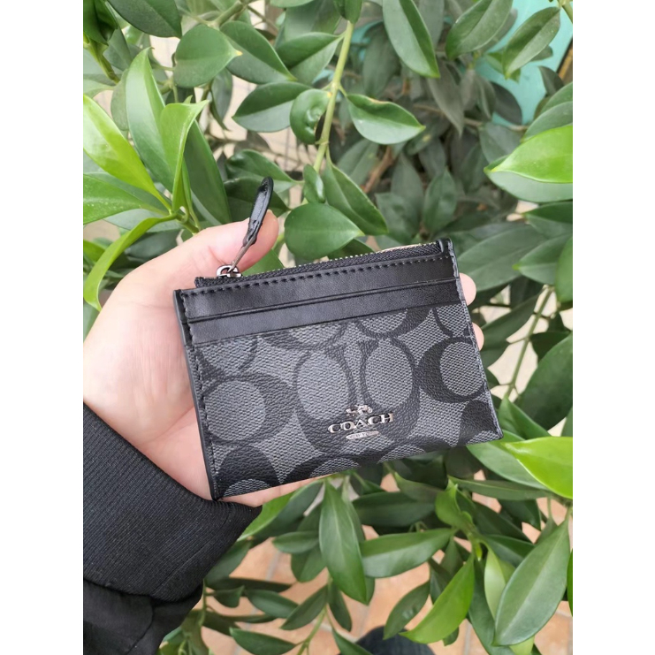 88250 88208 C7680 C7681 C1897 CC821 Mini Skinny ID Case Women Men Card Holder Wallet Zip Coin Pouch Keychain