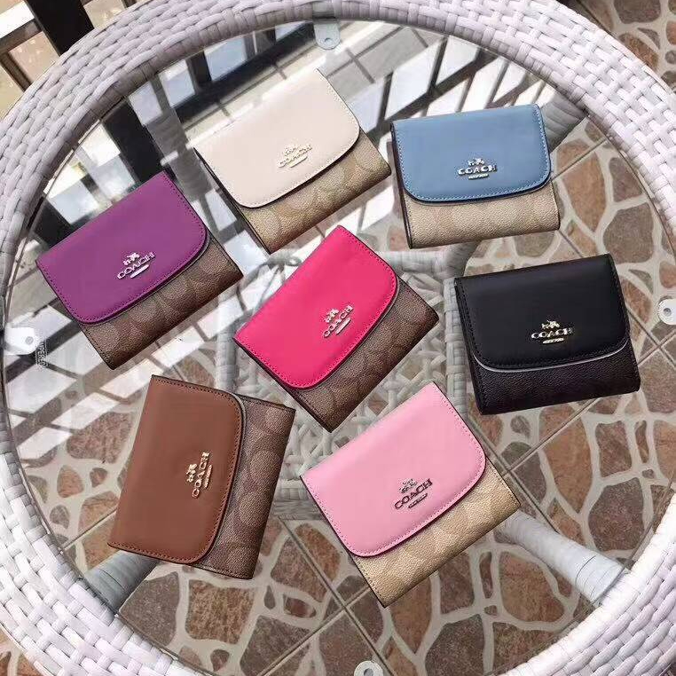 Women Handbag F87589 Small Wallet In Signature Canvas Women Fold Short Purse Dompet