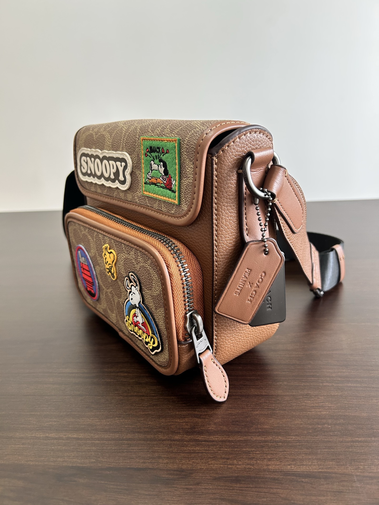 Coach X Peanuts CBI41 CCG29 Sullivan Flap Crossbody Bag In Signature Canvas With Patches