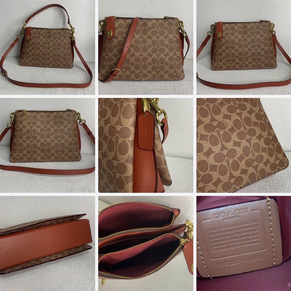 C0696 C4645 C0698 Double Zip Shoulder Women Crossbody Sling Messenger Bag