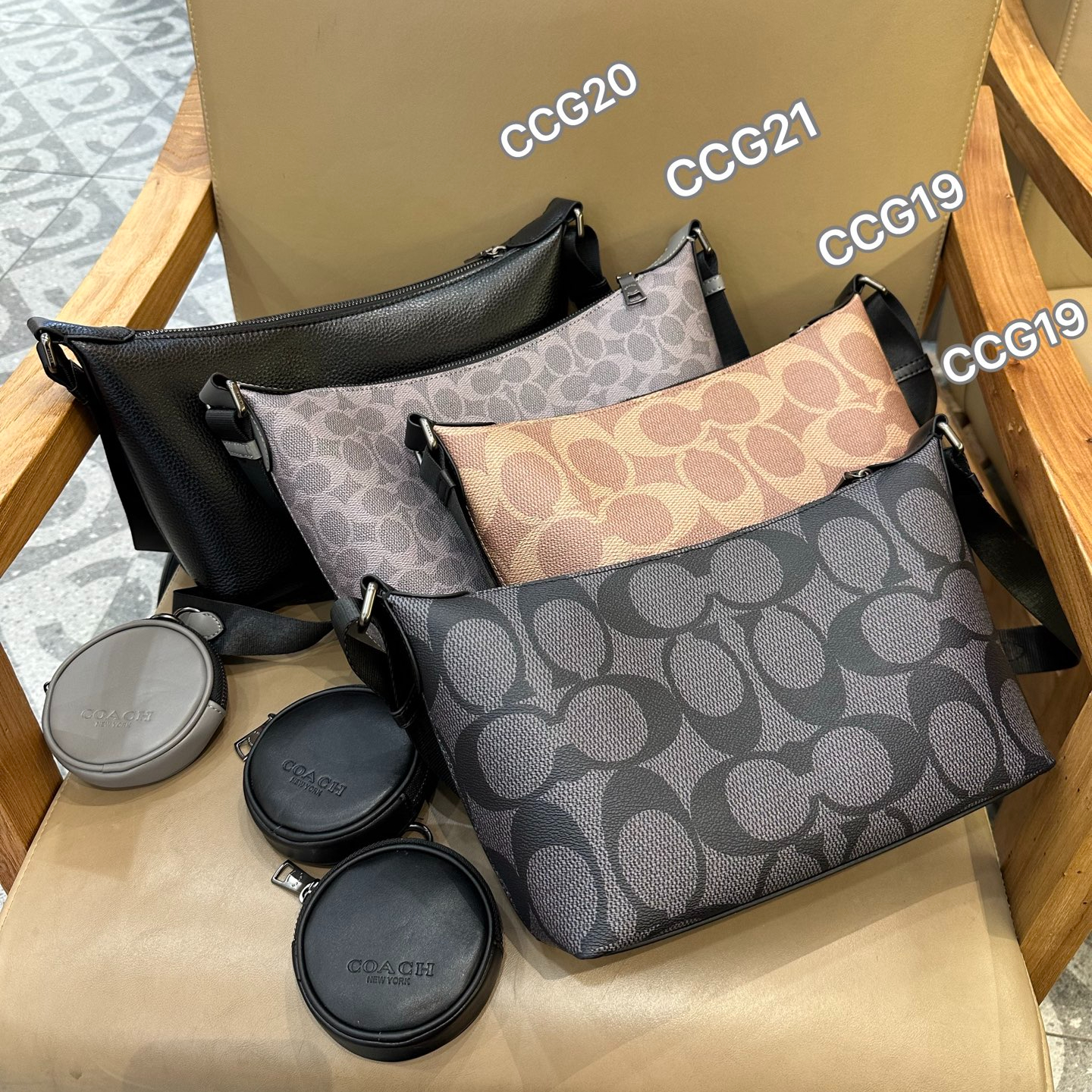 Men Handbag CCG19 CCG20 CCG21 Small Finn Crossbody Bag Pouch Signature Canvas Shoulder Bag