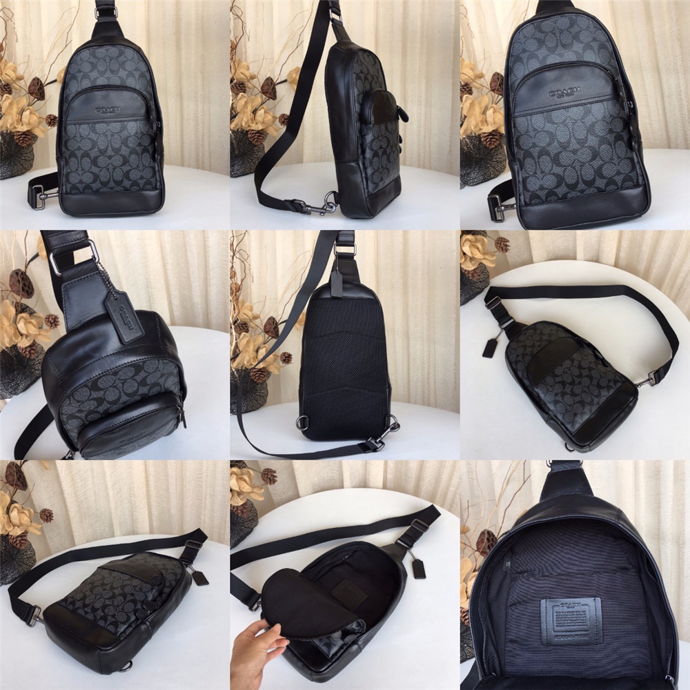 Coach 67249 49318 49312 39942 75879 85035 73344 49333 Charles Houston Pack Leather Men Crossbody Chest Backpack Bag