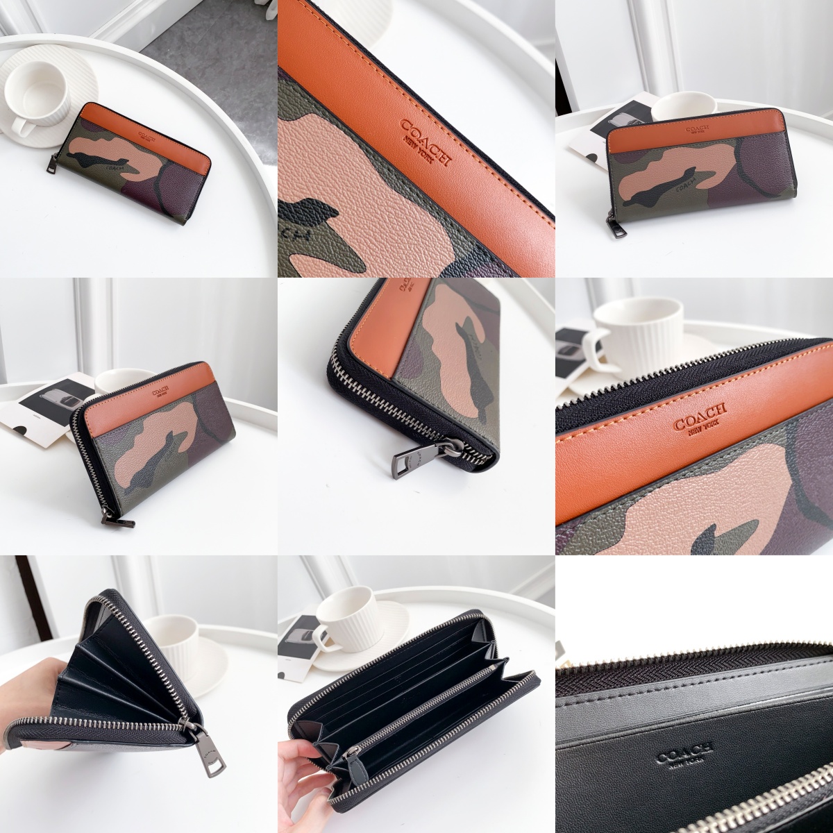Men Handbag 87189 57802 75099 Leather Long Wallet Zip Zipper Purse
