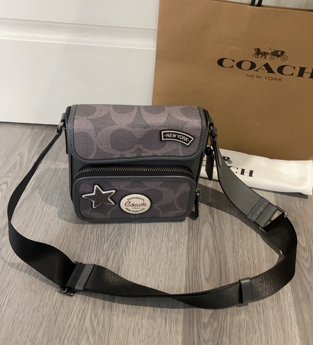 Coach X Peanuts CBI41 CCG29 Sullivan Flap Crossbody Bag In Signature Canvas With Patches
