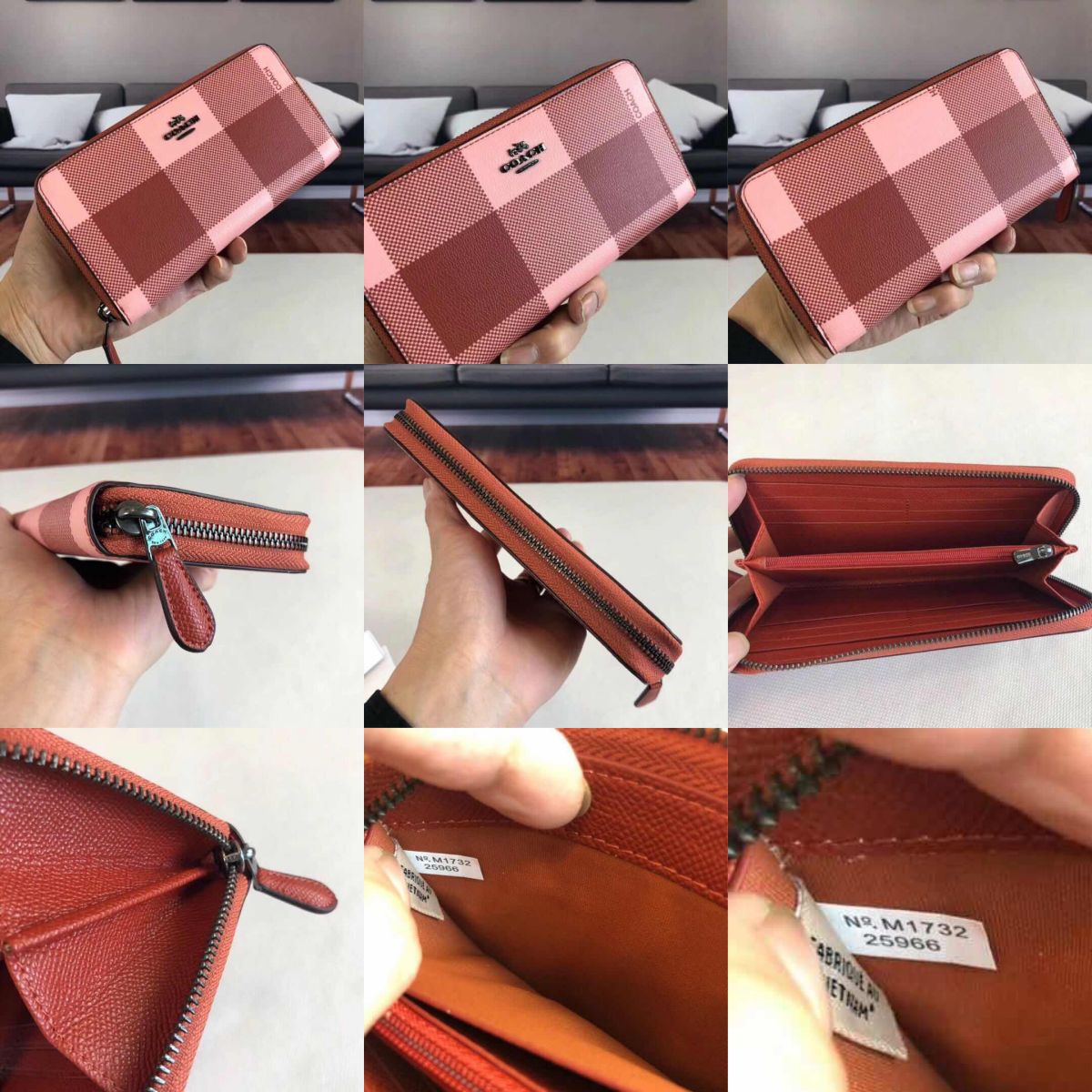 Women Handbag 25966 Tartan Long Wallet Zip Purse