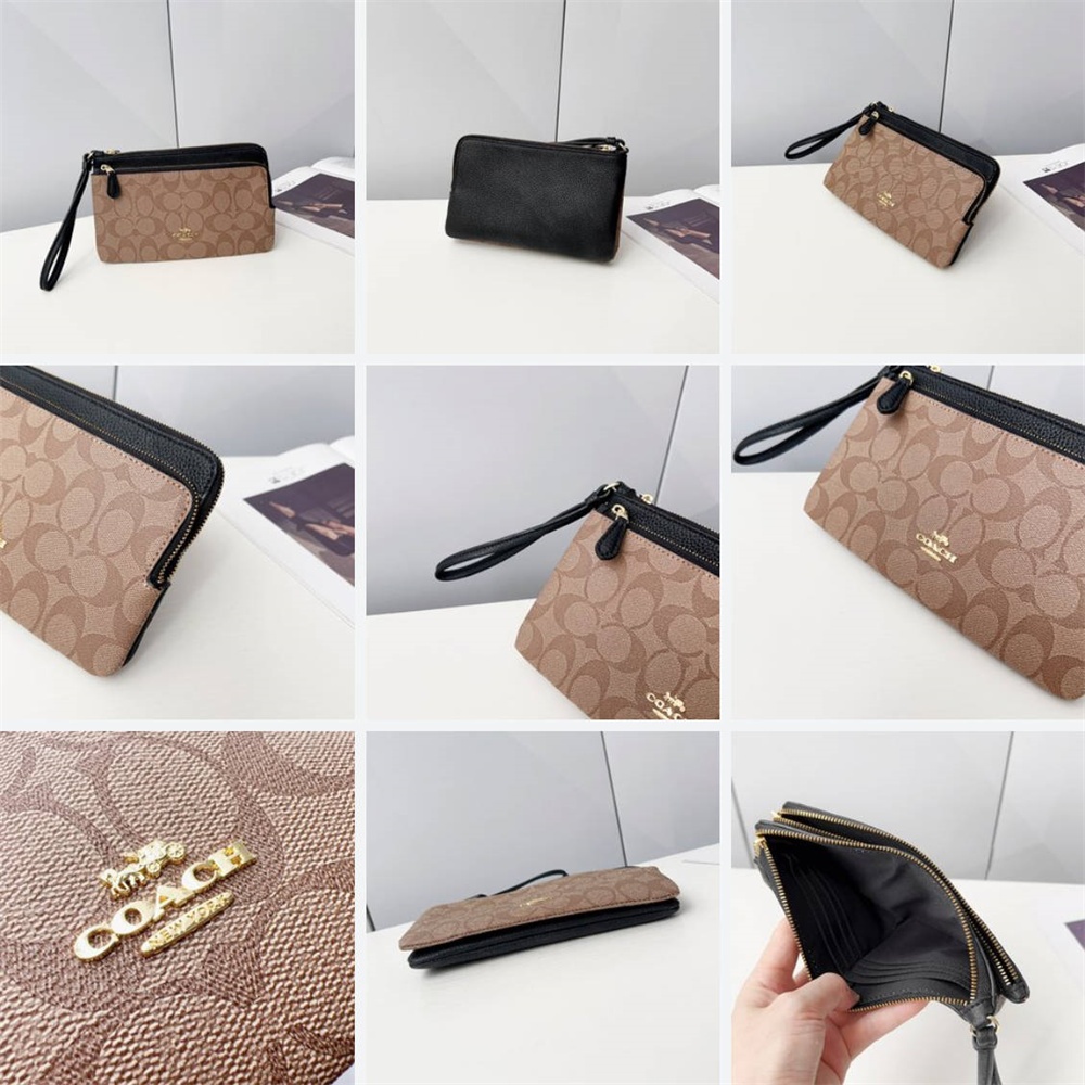 C5610 C5576 C7313 CD878 CF447 Double Zip Wallet Women Long Purse Wristlet Handphone Pouch
