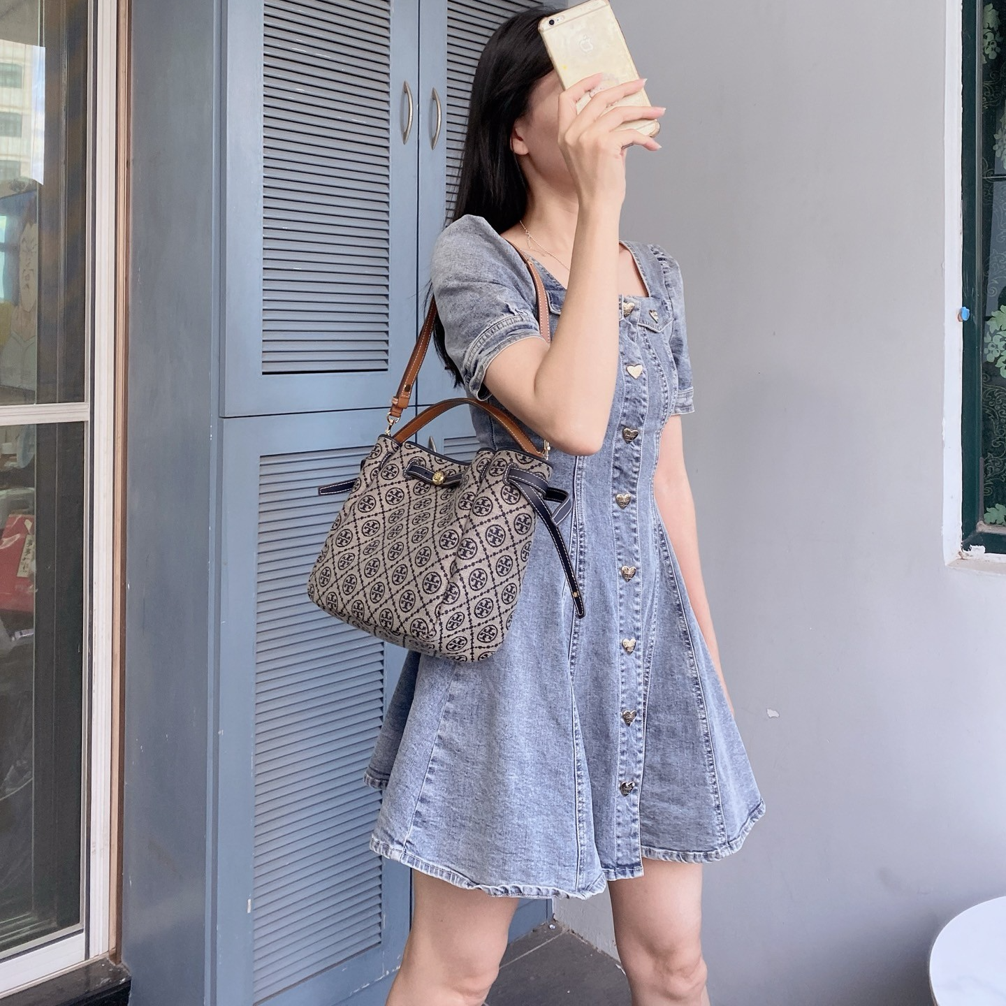 Women handbag 178016 ROMY T MONOGRAM BUCKET BAG