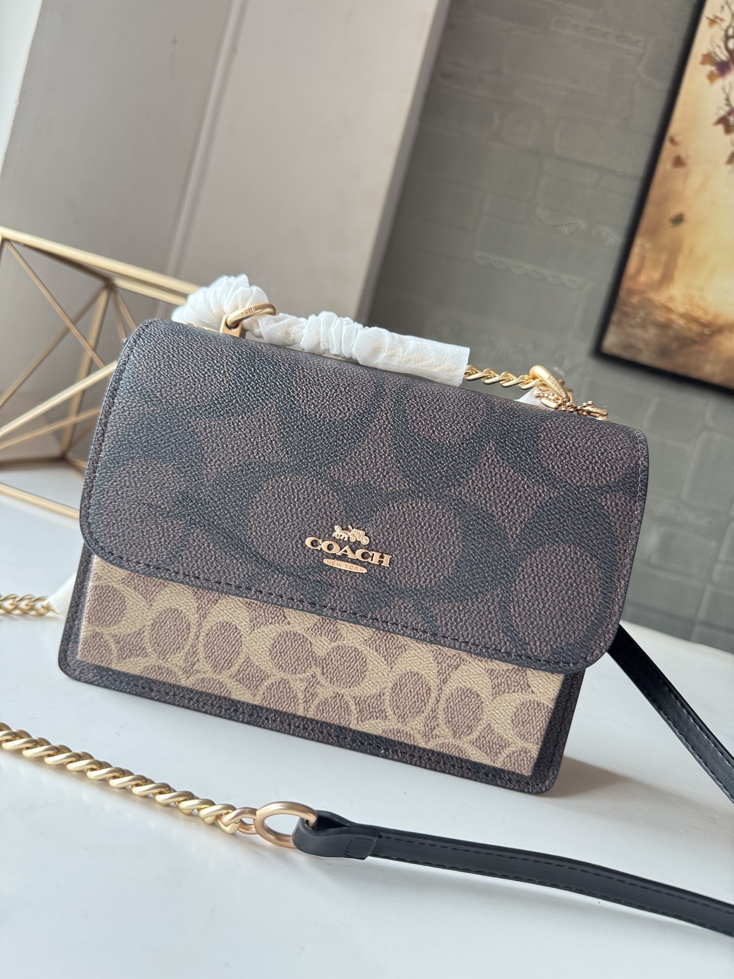 Women Handbag CY678 Klare Blocked Signature Canvas Crossbody Shoulder Sling Chain Bag