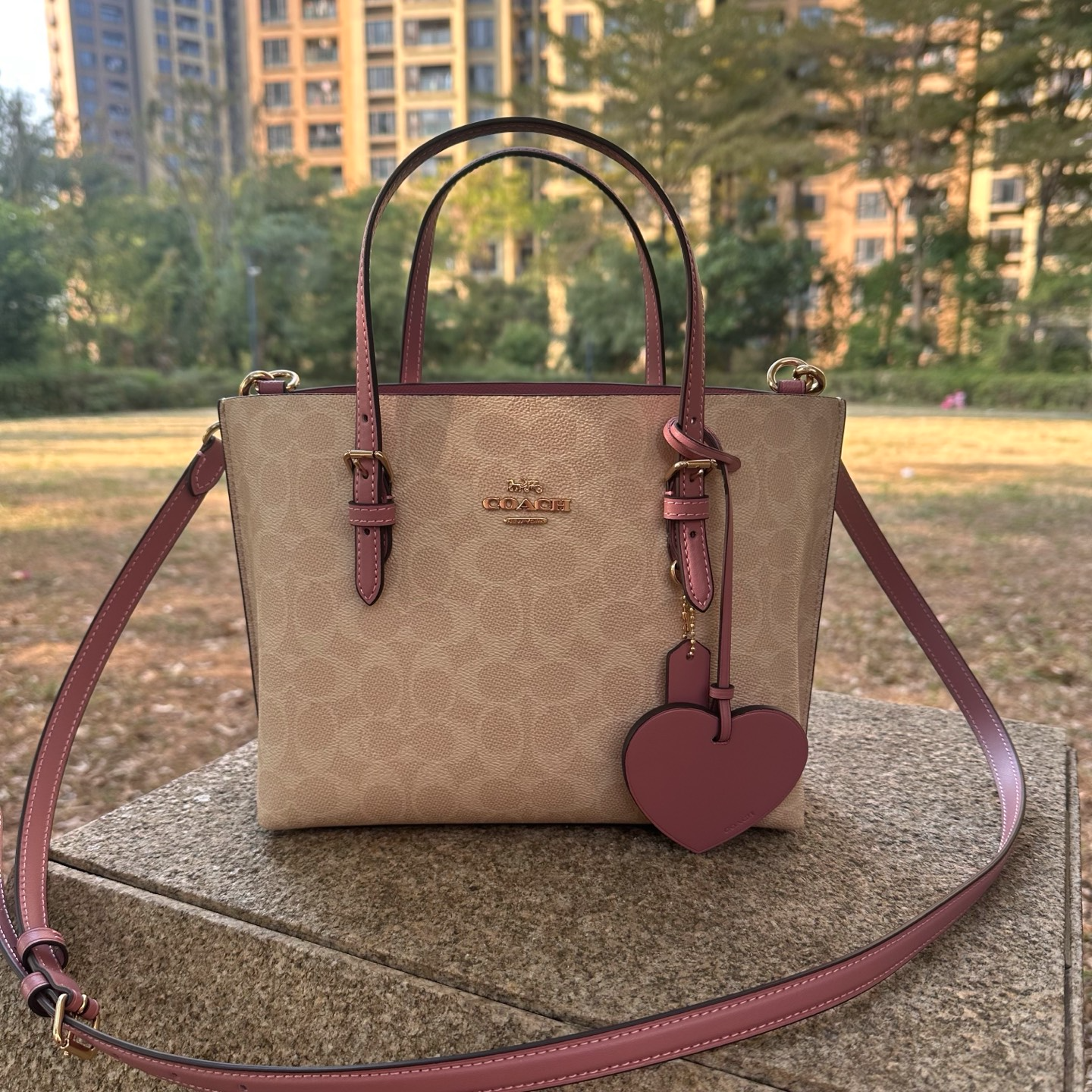 women handbag CDF03 Mollie Tote Bag 25  Signature Canvas Heart Charm