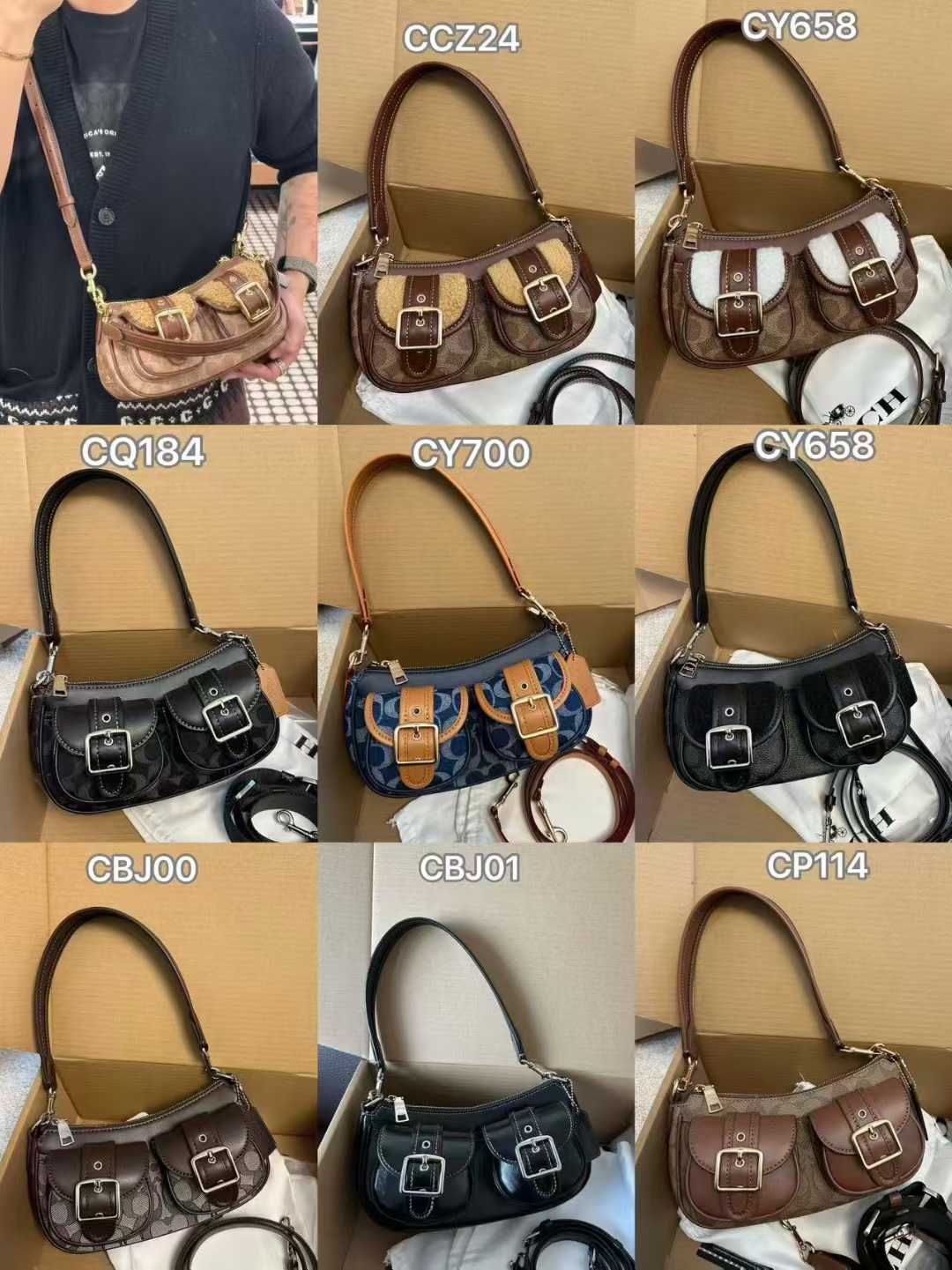 Women Handbag CCZ24 CY658 CY700 CQ184 CBJ00 CBJ01 CP114 Ashton Baguette Signature Canvas Shoulder Bag