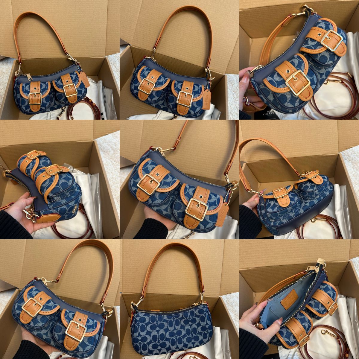 Women Handbag CCZ24 CY658 CY700 CQ184 CBJ00 CBJ01 CP114 Ashton Baguette Signature Canvas Shoulder Bag