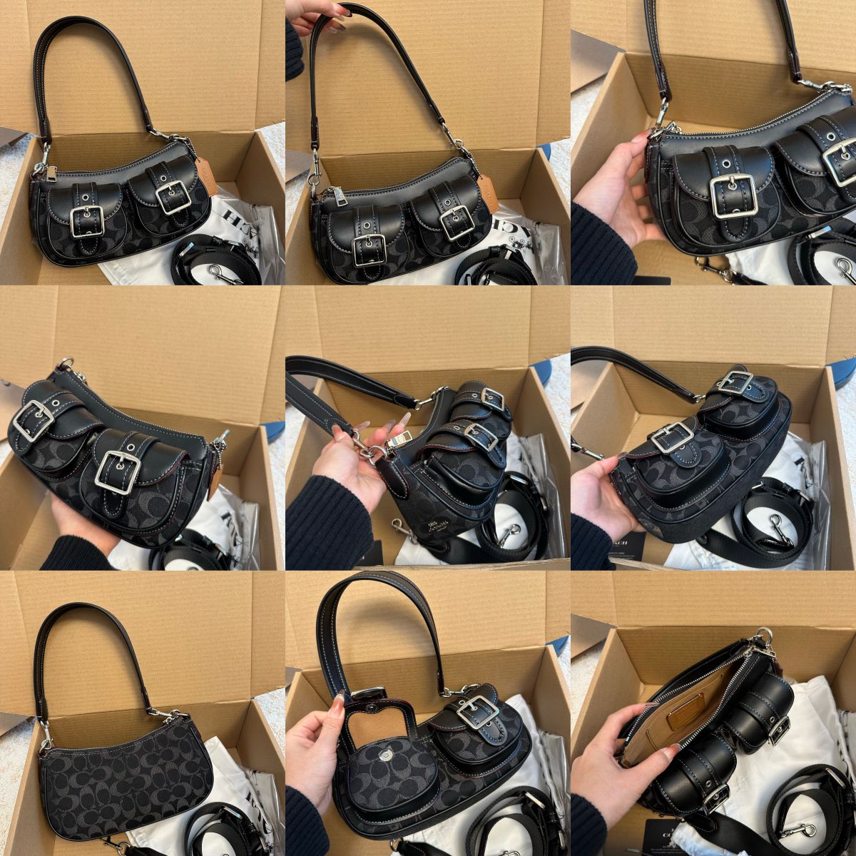 Women Handbag CCZ24 CY658 CY700 CQ184 CBJ00 CBJ01 CP114 Ashton Baguette Signature Canvas Shoulder Bag