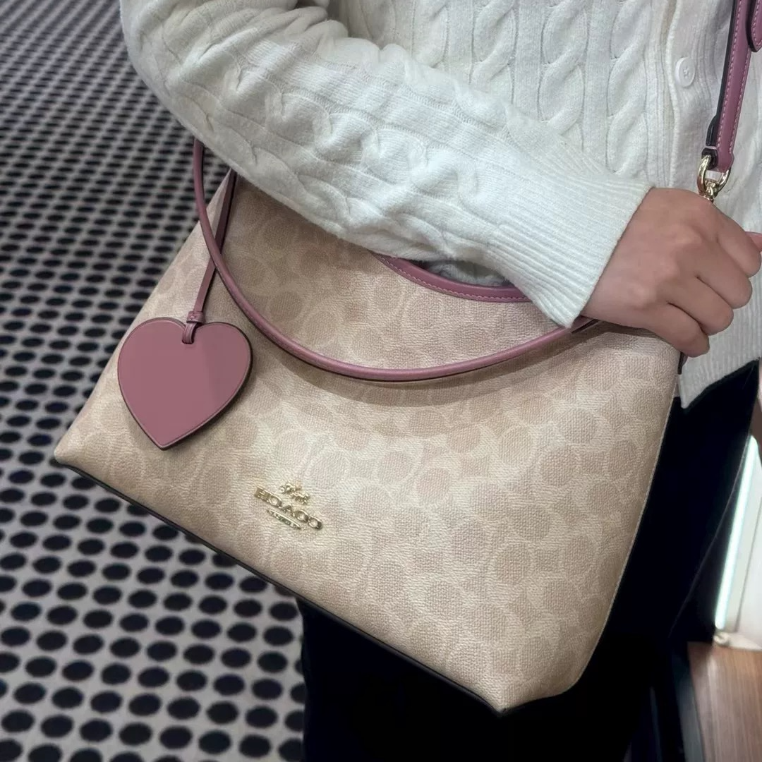 Women handbag CDQ14 Laurel Signature Canvas Heart Charm Shoulder Bag