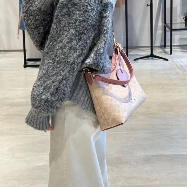 Women handbag CDQ14 Laurel Signature Canvas Heart Charm Shoulder Bag